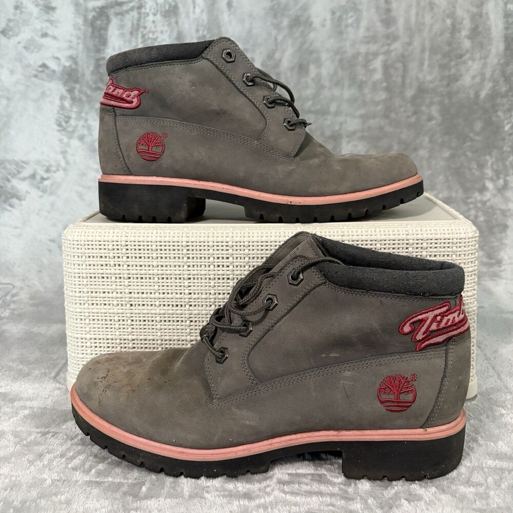 Timberland Nellie Waterproof Chukka Boots Pink Gray Size 9.5 M Style 18373 FAIR